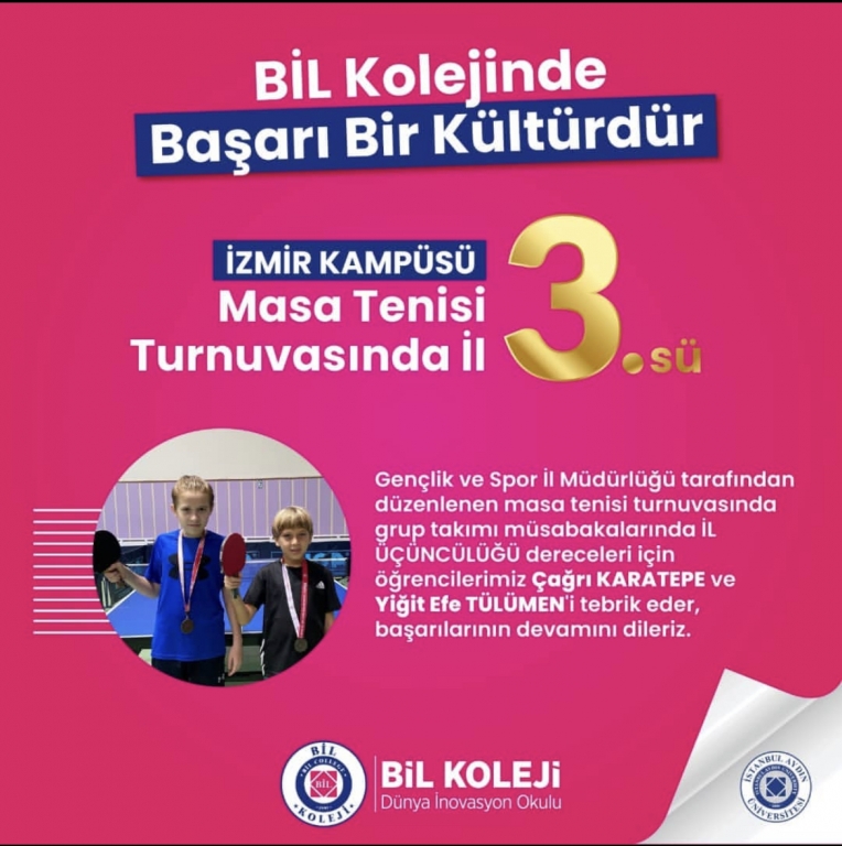 GENÇLİK VE SPOR İL MÜDÜRLÜĞÜ MASA TENİSİ GRUP TURNUVASI İl 3.sü