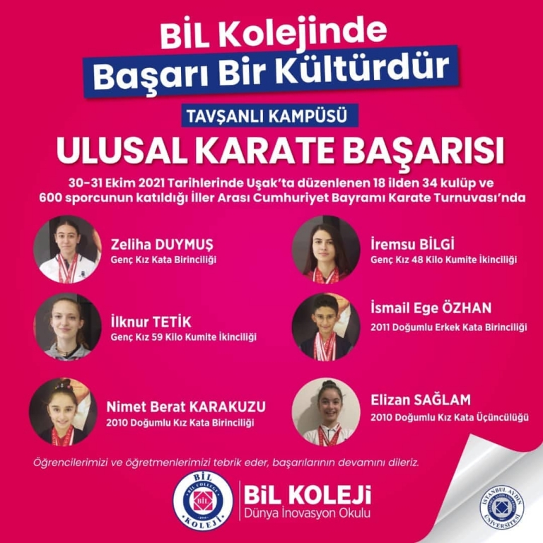 İLLER ARASI CUMHURİYET BAYRAMI KARATE TURNUVASI İl 1.si