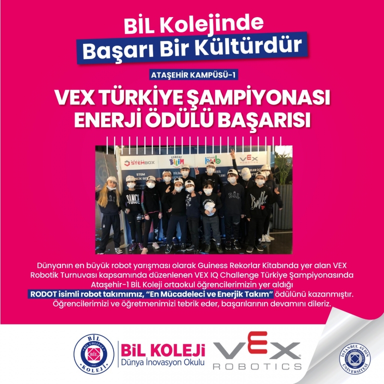 ULUSLARARASI VEX ROBOTICS ENERJİ ÖDÜLÜ
