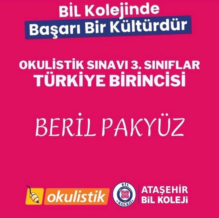 OKULİSTİK SINAVI 3. SINIFLAR TÜRKİYE 1.Sİ