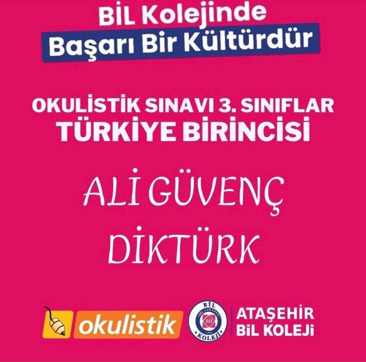 OKULİSTİK SINAVI 3. SINIFLAR TÜRKİYE 1.Sİ