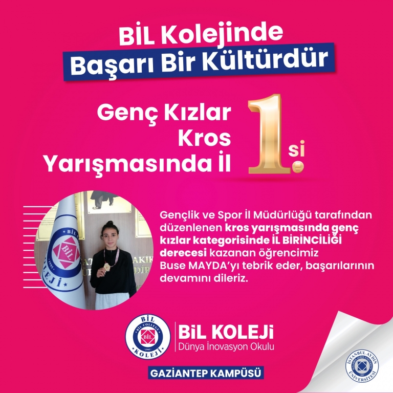 GAZİANTEP GENELİ 3000 M KROS KOŞUDA İL BİRİNCİLİĞİ (BUSE MAYDA) ALTIN MADALYA