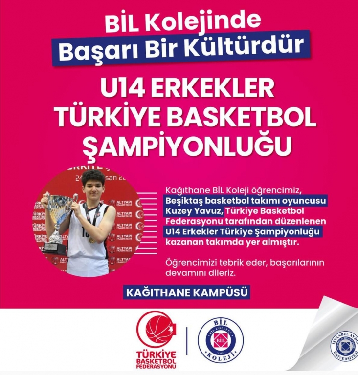 Ortaokul öğrencimiz Kuzey Yavuz Türkiye 1.si Şampiyonluk Kupası.