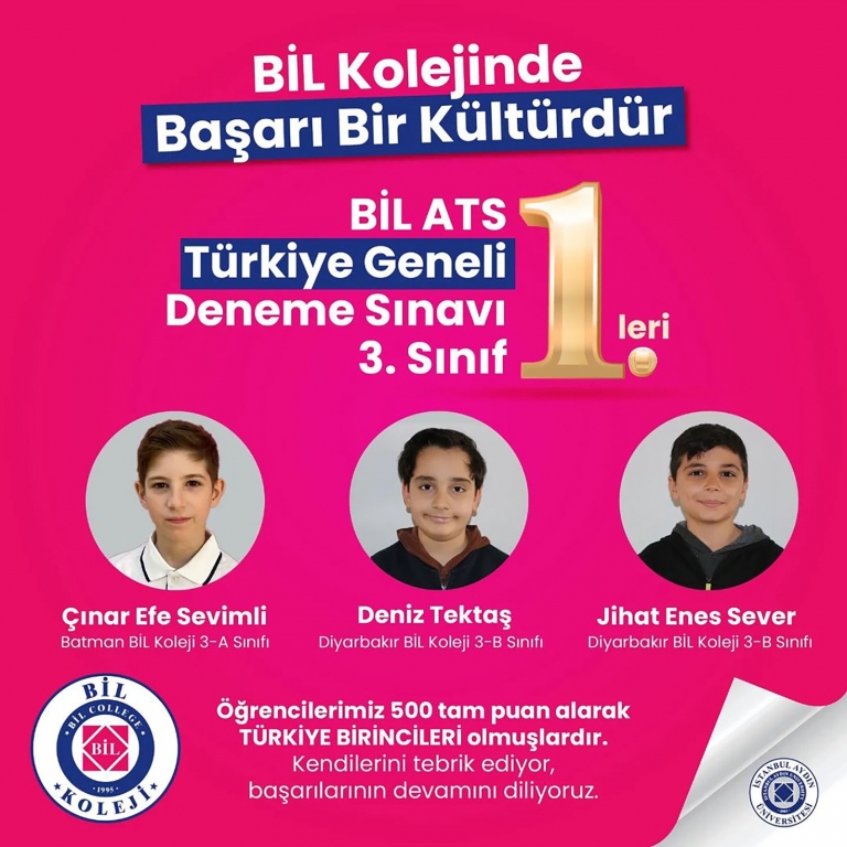 BİL ATS, 3. SINIFLARDA 2 TÜRKİYE 1. LİĞİ