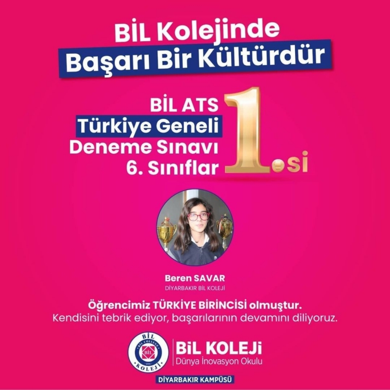 BİL ATS, 6. SINIFLARDA TÜRKİYE 1. LİĞİ