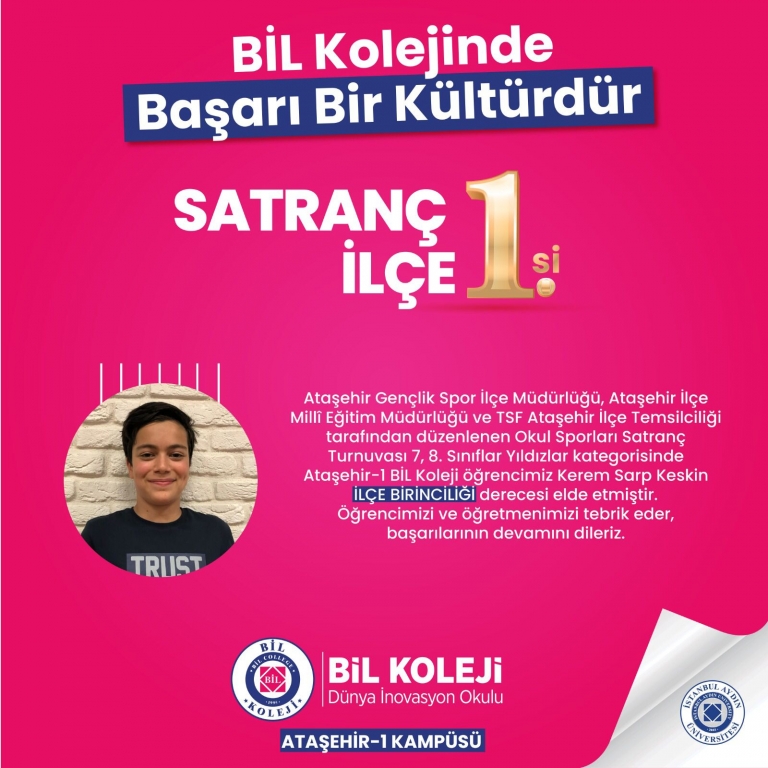 ATAŞEHİR SATRANÇ TURNUVASI İLÇE BİRİNCİSİ