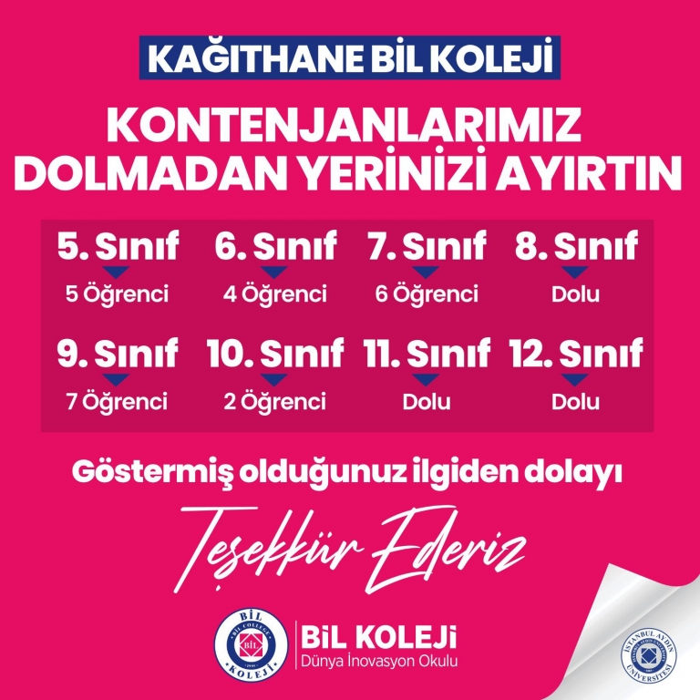 KONTENJANLARIMIZ DOLMADAN YERİNİZİ AYIRTTIN.