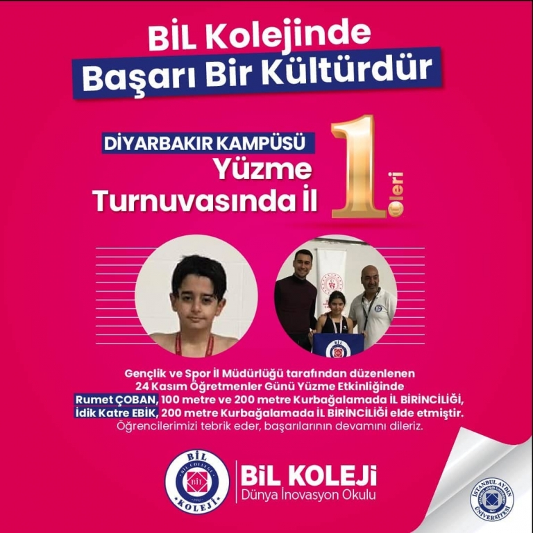 Bil koleji yüzme müsabakalarında yine 1. Lik kürsüsünde şampiyonluklara doymuyoruz...