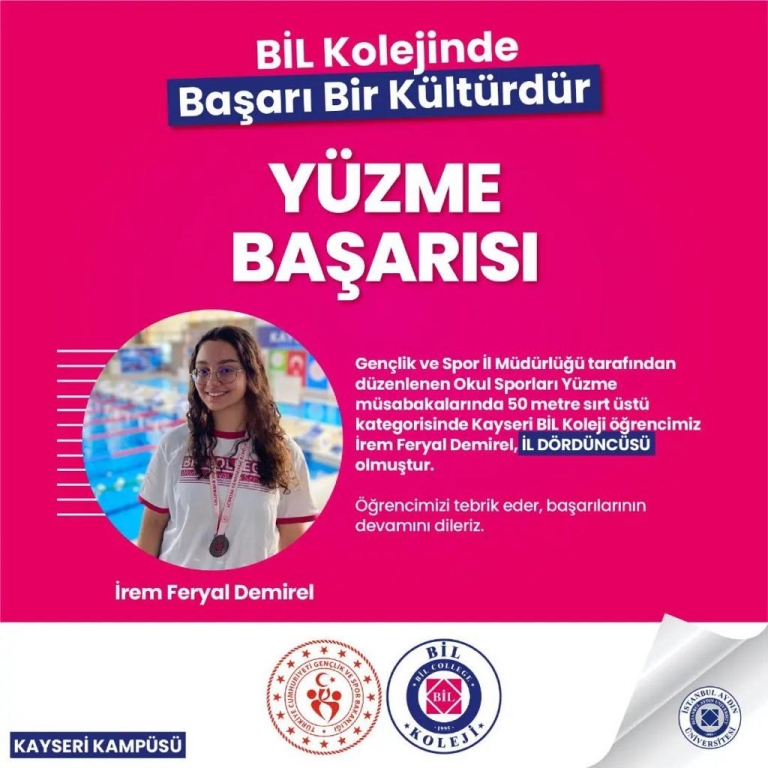 SIRT ÜSTÜ YÜZME İL DÖRDÜNCÜSÜ İREM FERYAL DEMİREL