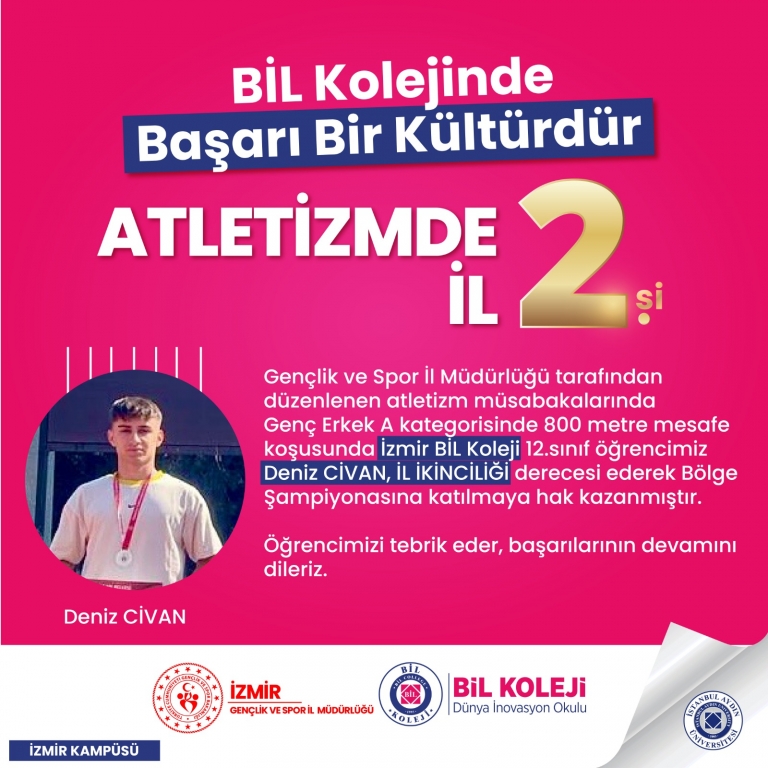 Gençlik ve Spor İl Müdürlüğü Genç Erkek A Kategorisi 800 metre mesafe koşusunda 2.yiz