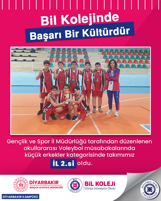 Gençlik ve Spor İl Müdürlüğü tarafından düzenlenen okullararası Voleybol müsabakalarında küçük erkekler kategorisinde takımımız İL 2.si oldu
