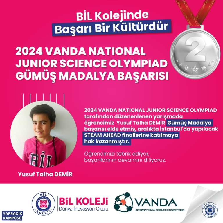 2024 VANDA NATIONAL JUNIOR SCIENCE OLYMPIAD GÜMÜŞ madalya