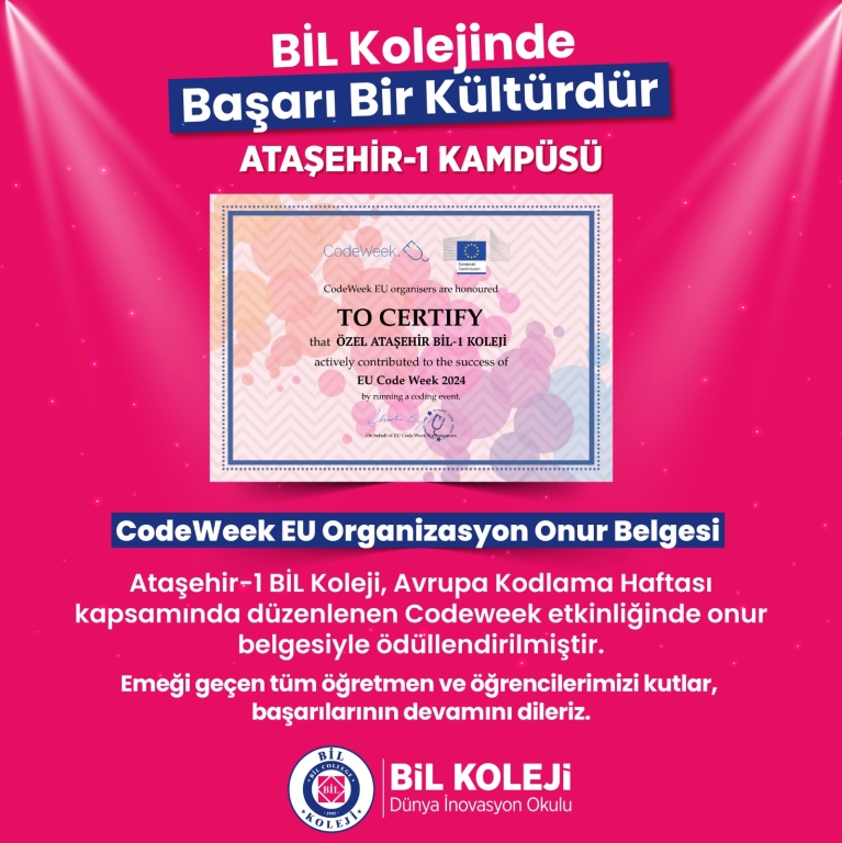 CODEWEEK EU Organizasyon Onur Belgesi