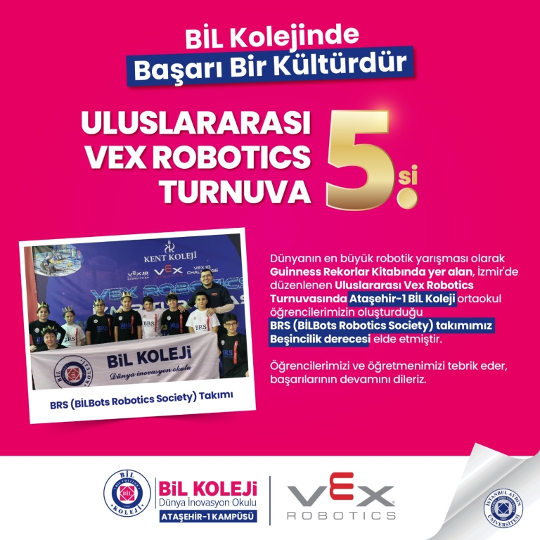 ULUSLARARASI VEX ROBOTICS 5.LİK DERECESİ