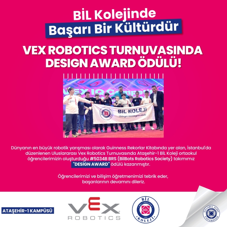 ULUSLARARI VEX ROBOTICS DESİGN AWARD ÖDÜLÜ