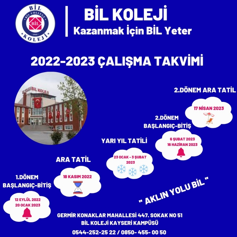 2022-2023 EĞİTİM ÖĞRETİM YILI ÇALIŞMA TAKVİMİ