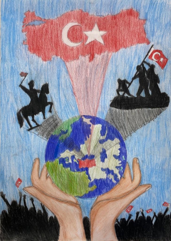 ÖĞRENCİLERİMİZİN CUMHURİYETİMİZİN 100. YILINA ÖZEL BİL KOLEJLERİ RESİM YARIŞMASI ÇALIŞMALARI. görseli 2