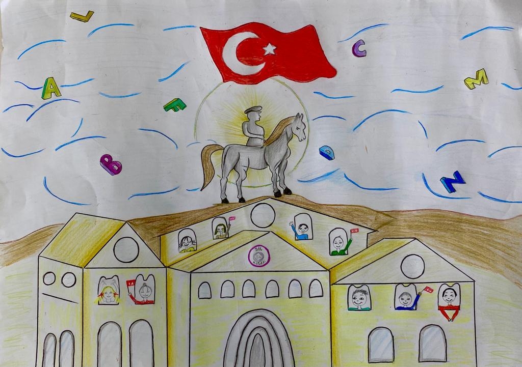 ÖĞRENCİLERİMİZİN CUMHURİYETİMİZİN 100. YILINA ÖZEL BİL KOLEJLERİ RESİM YARIŞMASI ÇALIŞMALARI. görseli 5