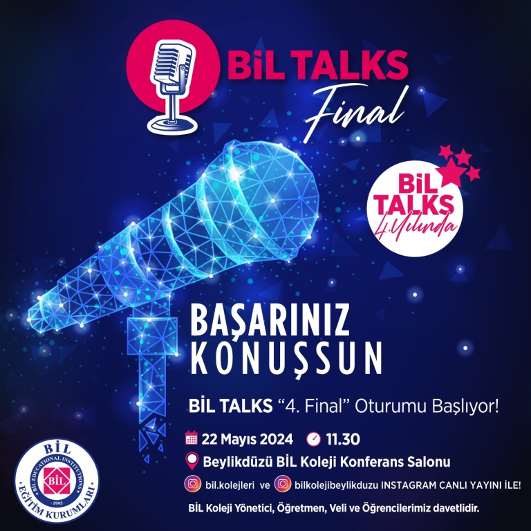 BİL TALKS 4. Final Oturumu Başlıyor. BiL Koleji Yönetici, Öğretmen Veli ve Öğrencilerimiz davetlidir.