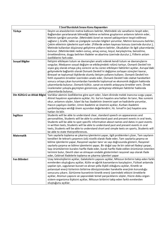 ADIYAMAN BİL KOLEJİ BURSLULUK SINAVI ORTAOKUL KADEMESİNİN KAZANIMLARI görseli 3