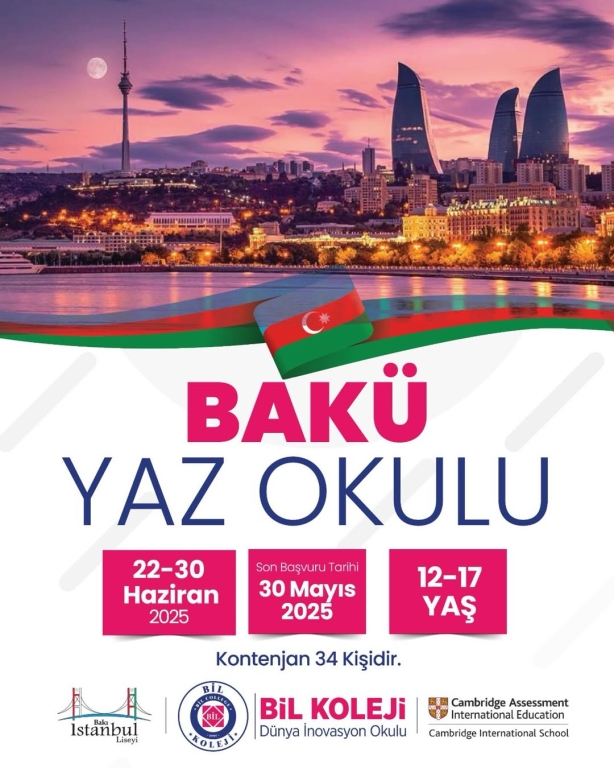 Hazır mısınız? Macera Başlıyor! Bakü seni çağırıyor! Geleceğin liderleri için eşsiz bir yaz kampı geliyor: BAKÜ YAZ OKULU Tarih: 22–30 Haziran 2025 Yaş Aralığı: 12–17 Kontenjan: Sadece 34 kişi! Son Başvuru: 30 Mayıs 2025 Hazır mısınız? Macera Başlıyor! Bakü seni çağırıyor! Geleceğin liderleri için eşsiz bir yaz kampı geliyor: BAKÜ YAZ OKULU Tarih: 22–30 Haziran 2025 Yaş Aralığı: 12–17 Kontenjan: Sadece 34 kişi! Son Başvuru: 30 Mayıs 2025 Bil Koleji farkıyla dolu dolu bir hafta seni bekliyor: Kültürel keşifler İlham veren etkinlikler Bilim ve teknoloji Unutulmaz dostluklar Bu fırsatı kaçırma, yerini hemen ayırt! Detaylar için bizimle iletişime geç! #BaküYazOkulu #BilKoleji #YazKampı2025 #GençLiderler #UluslararasıEğitim #BaküMacerası Bil Koleji farkıyla dolu dolu bir hafta seni bekliyor: Kültürel keşifler İlham veren etkinlikler Bilim ve teknoloji Unutulmaz dostluklar Bu fırsatı kaçırma, yerini hemen ayırt! Detaylar için bizimle iletişime geç! #BaküYazOkulu #BilKoleji #YazKampı2025 #GençLiderler #UluslararasıEğitim #BaküMacerası